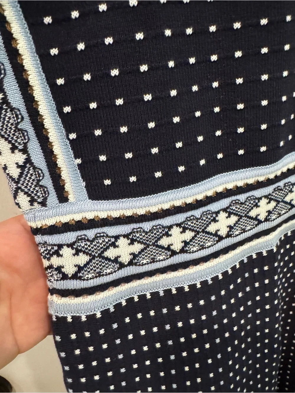 Tory Burch Navy Mini Geo Sleeveless Knit Dress Small $395